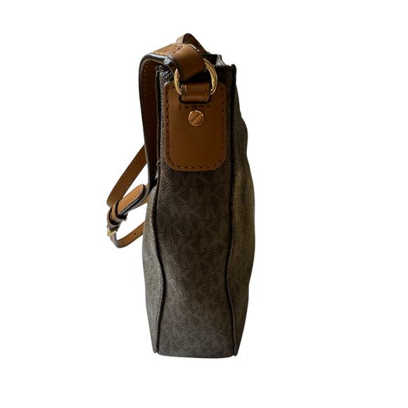 Michael Kors Brown Signature Crossbody Bag Logo Print Adjustable Strap+Dust Bag - Picture 9 of 13